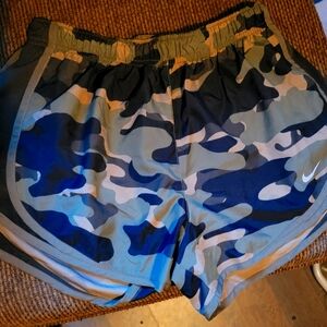 Nike Women's Camo Shorts - Blue and Tan